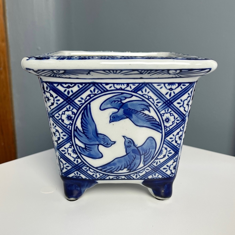 Vintage Blue and White Ceramic Vase